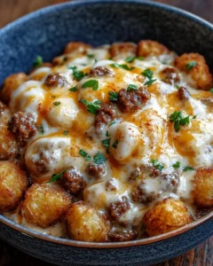 Tater Tot Breakfast Bowl with Sausage Gravy