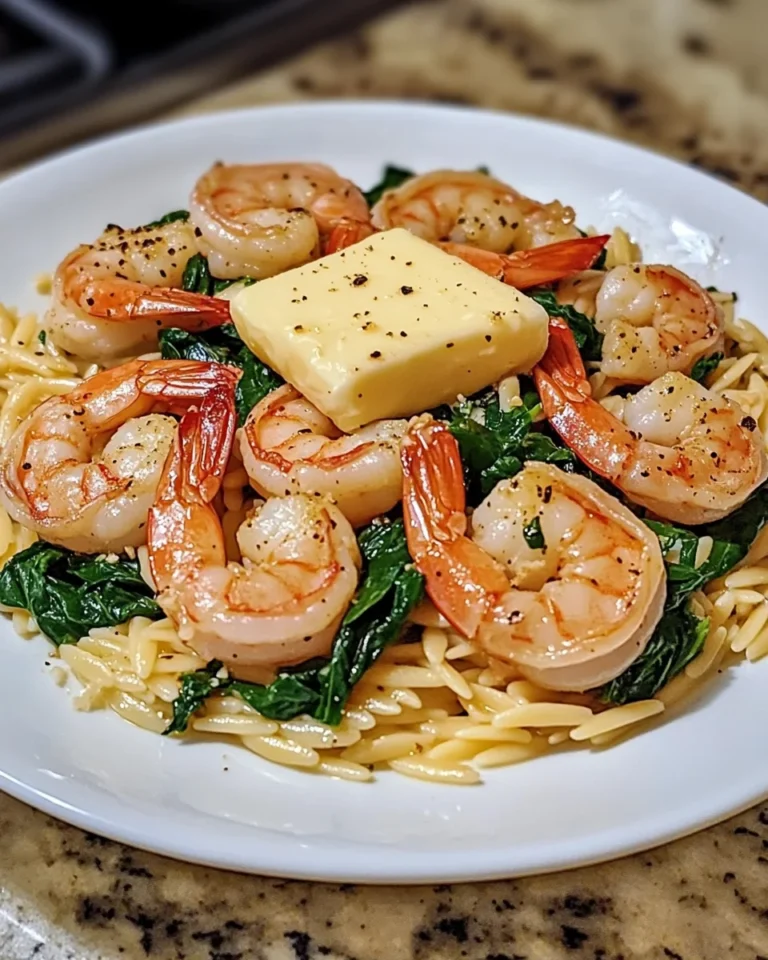 Garlic Butter Shrimp and Spinach Orzo