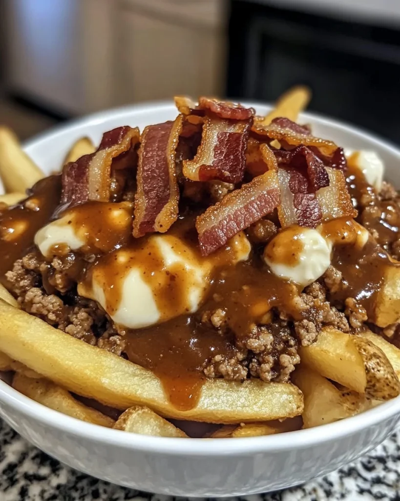 Loaded Fries with Cheesy Beef and Crispy Bacon: A Delicious Treat