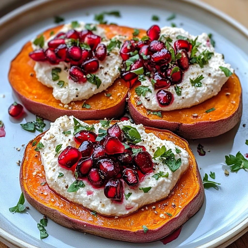 Sweet Potato Toast with Beet Hummus, Creamy Burrata & Pomegranate Drizzle