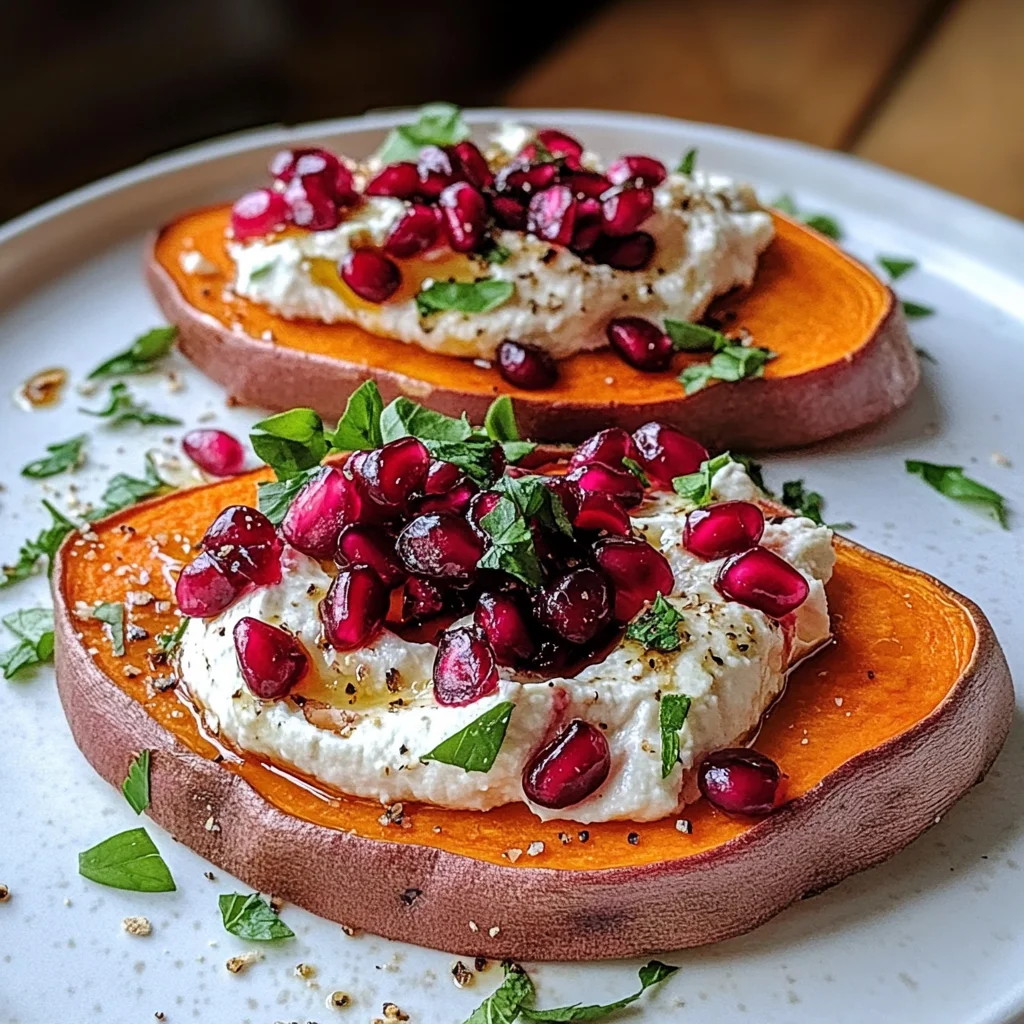 Sweet Potato Toast with Beet Hummus, Creamy Burrata & Pomegranate Drizzle