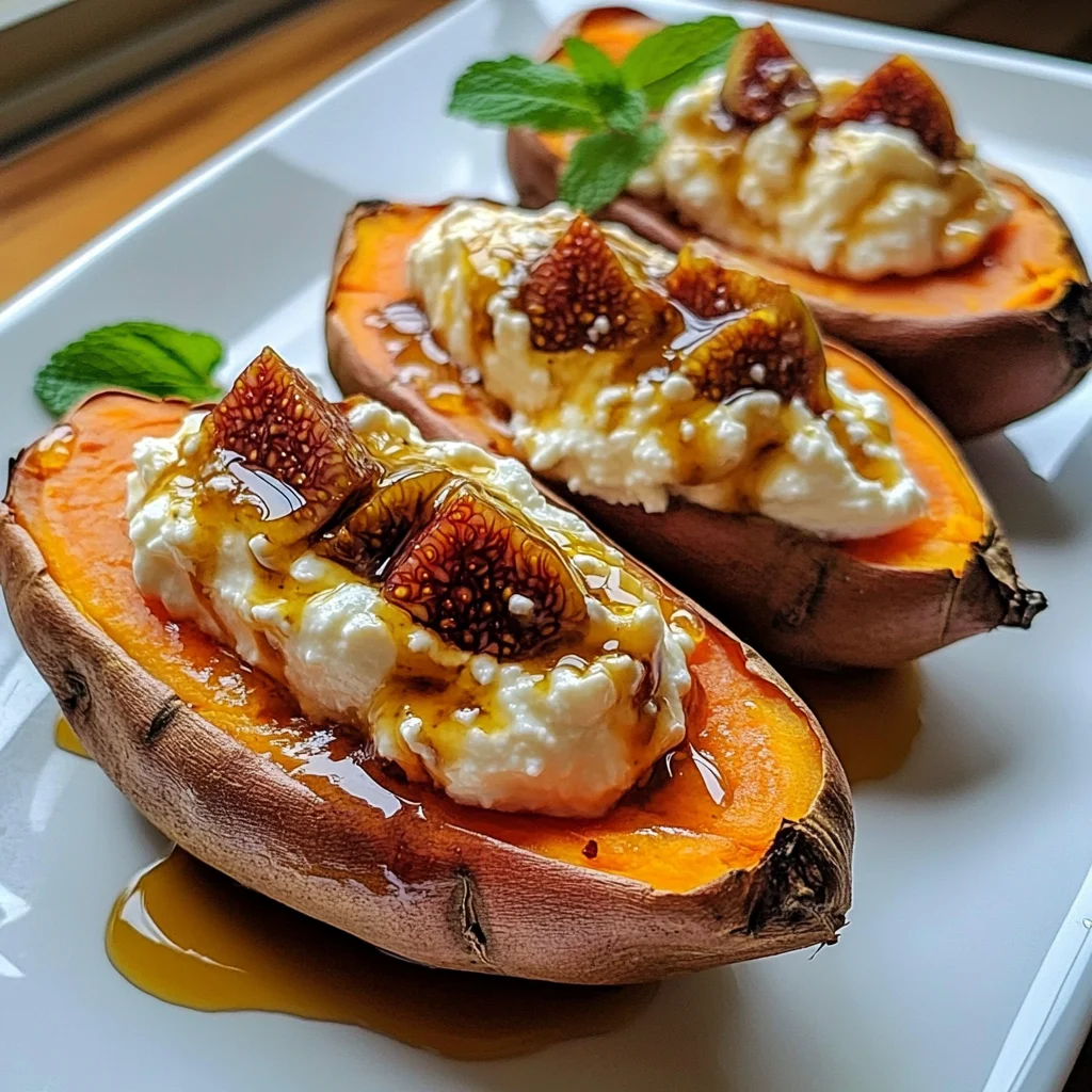 Easter Brunch Stuffed Sweet Potatoes with Whipped Ricotta & Fig Drizzle
