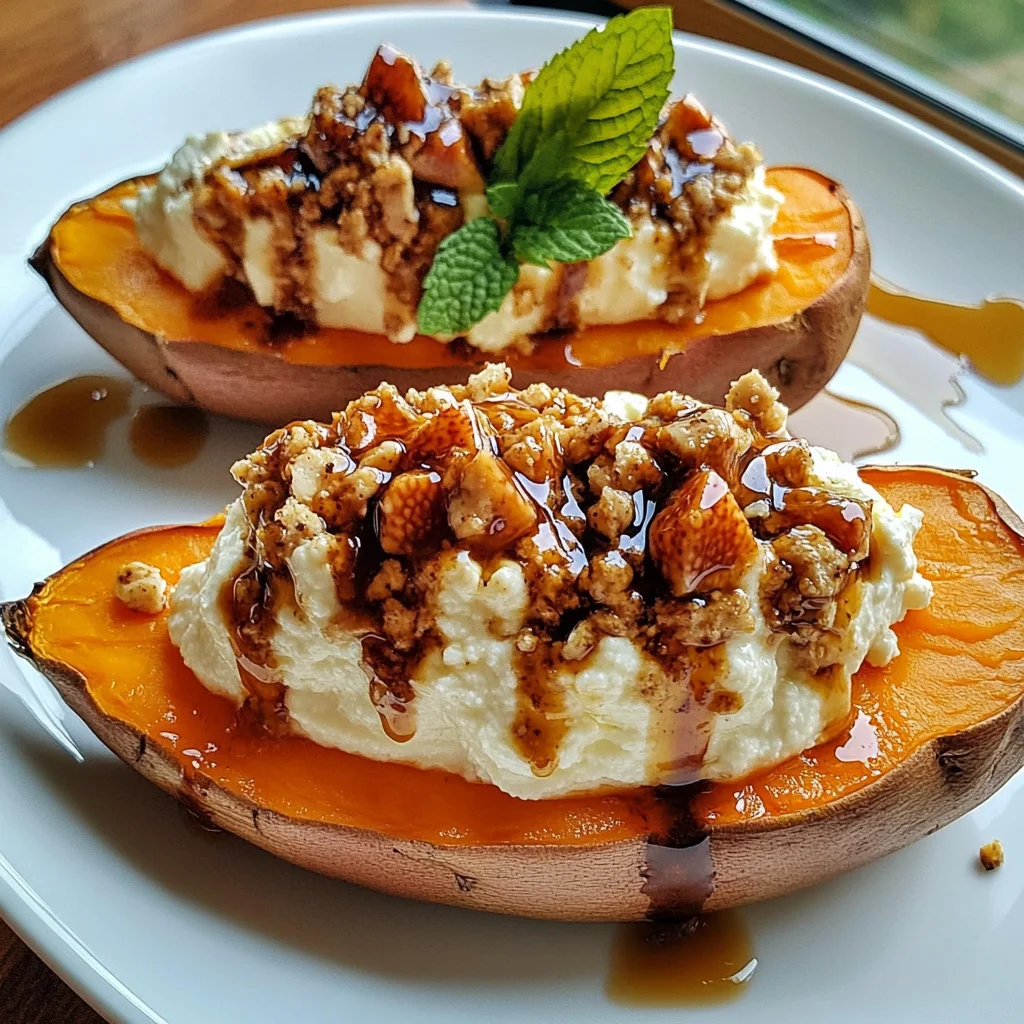 Easter Brunch Stuffed Sweet Potatoes with Whipped Ricotta & Fig Drizzle