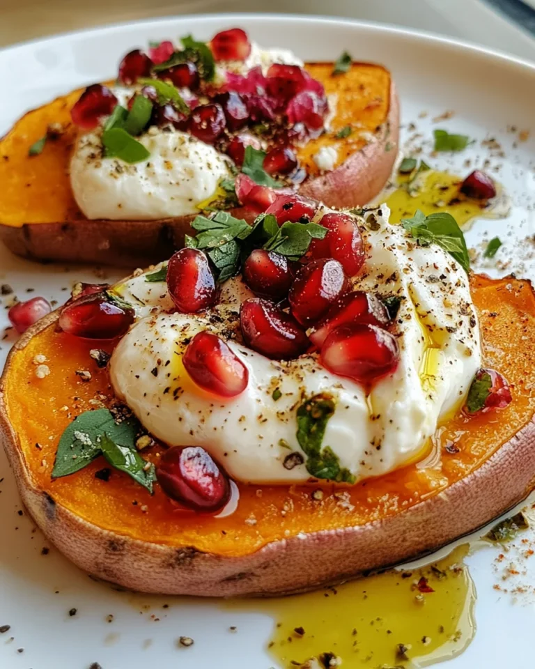 Sweet potato toast with burrata and pomegranate delights!