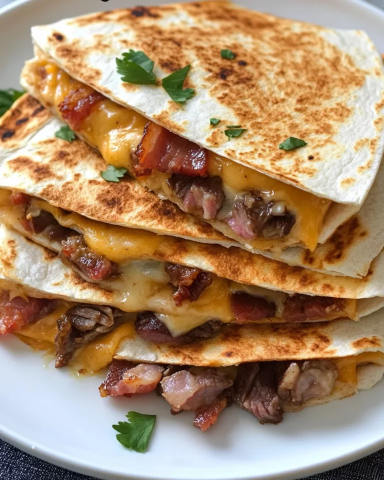 Cheesy Garlic Butter Steak & Bacon Quesadillas