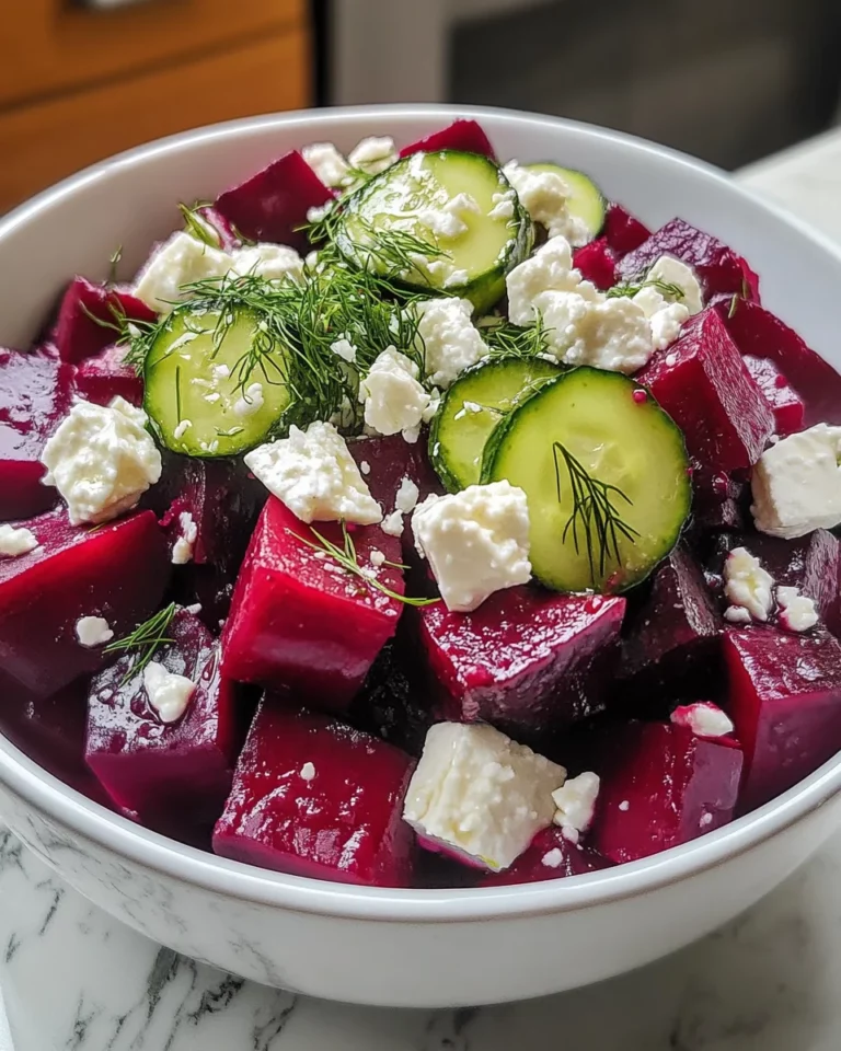 Beet salad with feta, cucumbers, and dill
