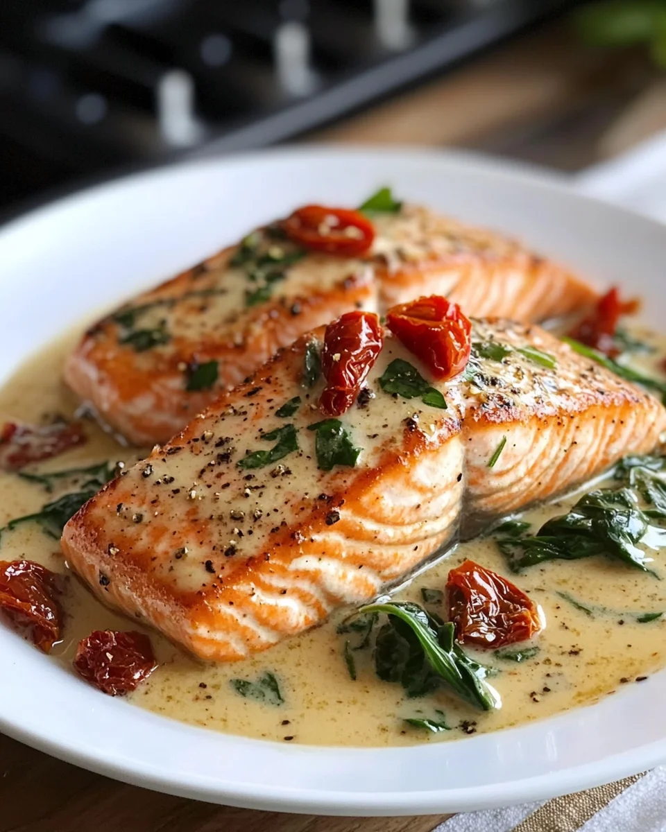 Creamy Garlic Butter Tuscan Salmon - Crisp Tastes