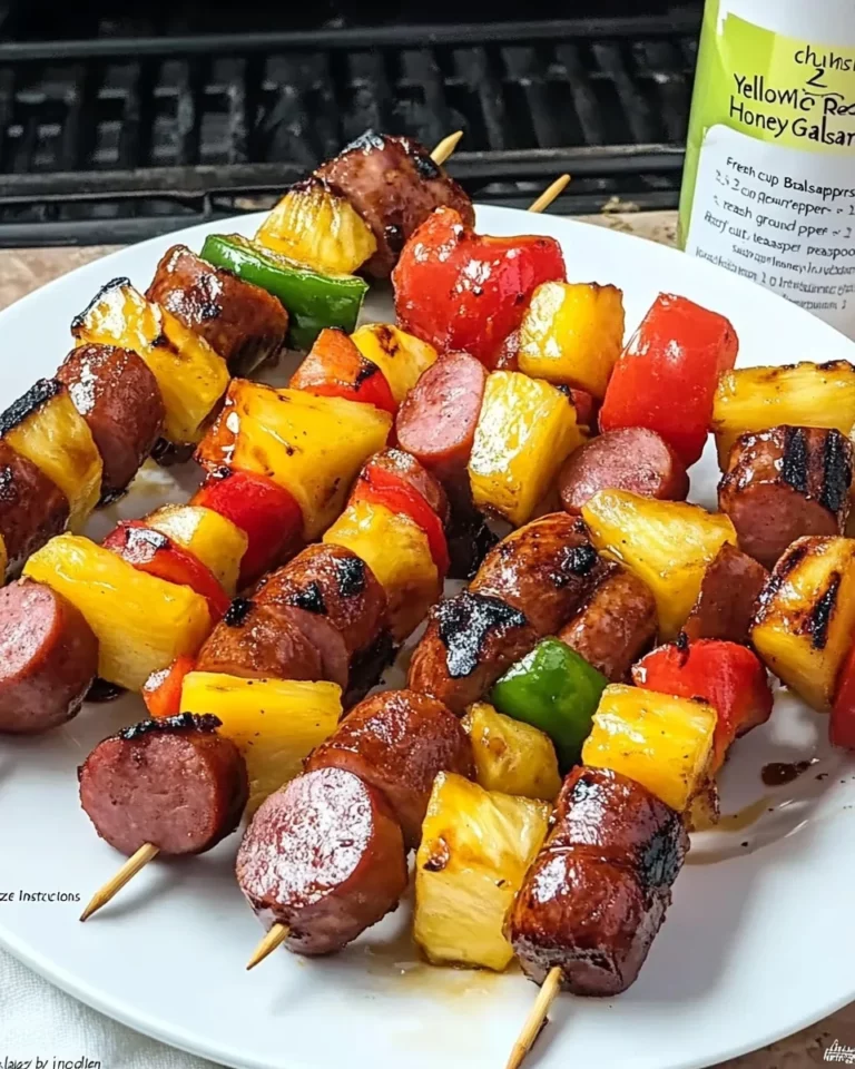 Grilled Kielbasa Kabobs with Balsamic Honey Glaze