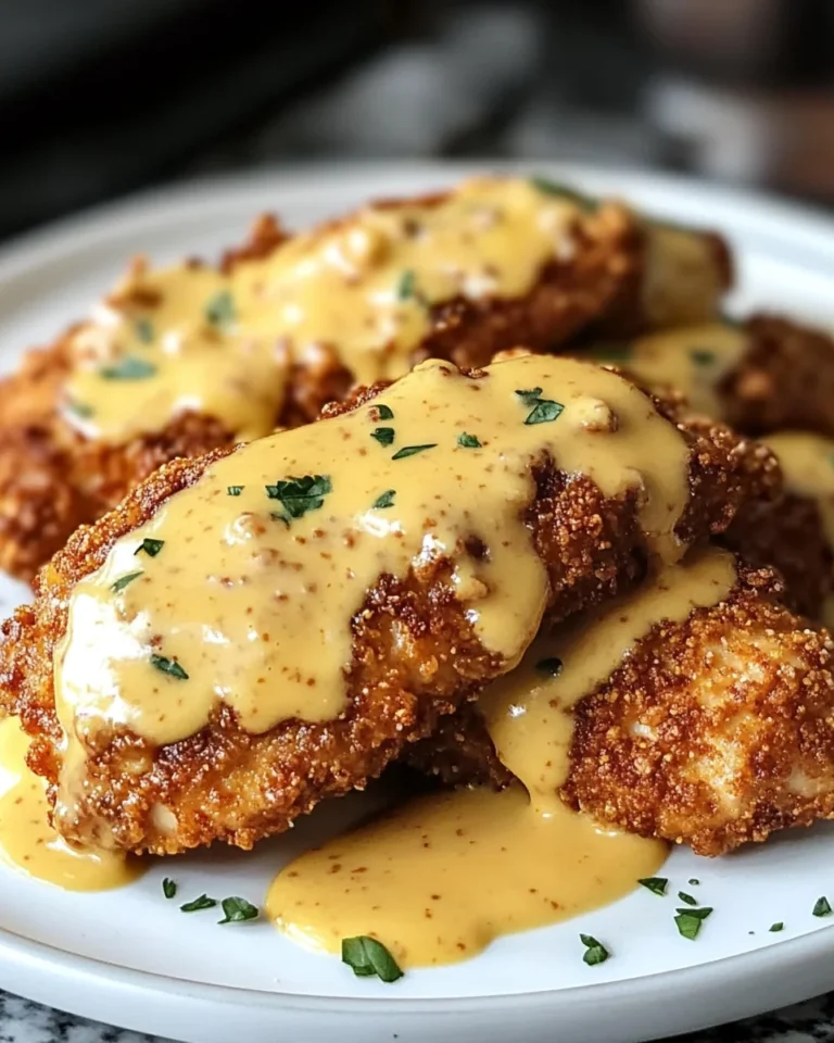 Pretzel Chicken with Mustard Cheddar Sauce