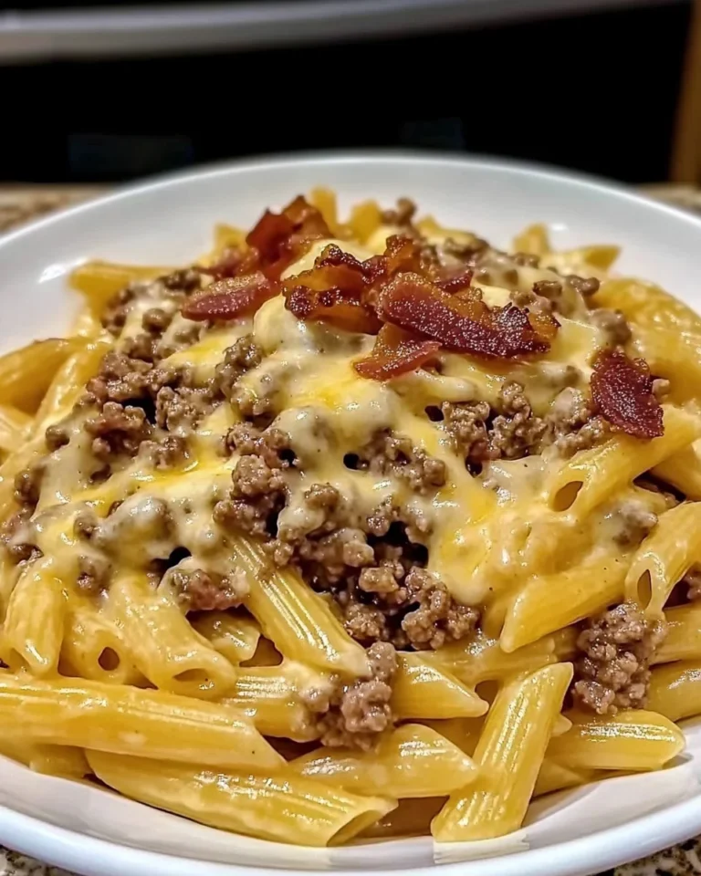 Loaded Bacon Cheeseburger Alfredo Pasta