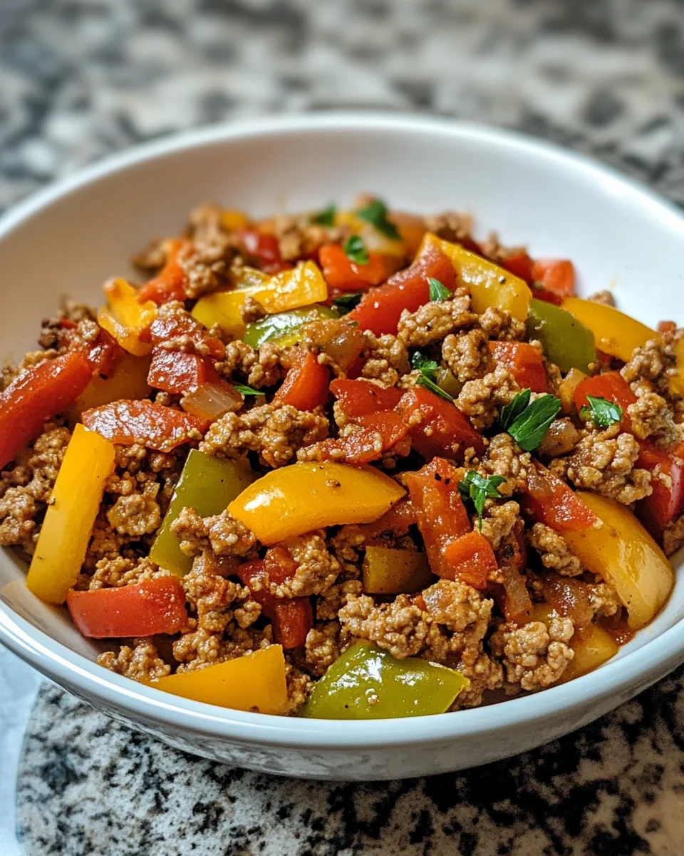 Ground turkey and peppers