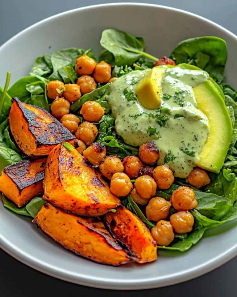Sweet Potato & Chickpea Spring Salad with Green Goddess Dressing