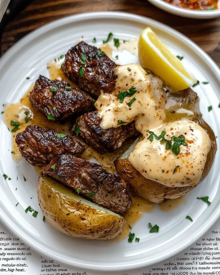 Loaded Baked Potato with Steak Bites Recipe