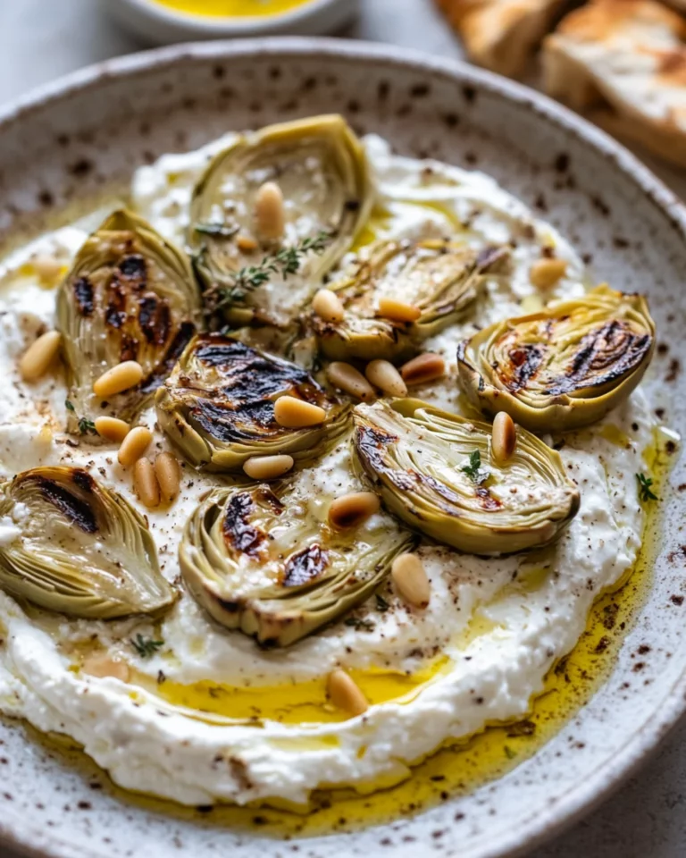 Lemon Whipped Ricotta with Charred Artichokes
