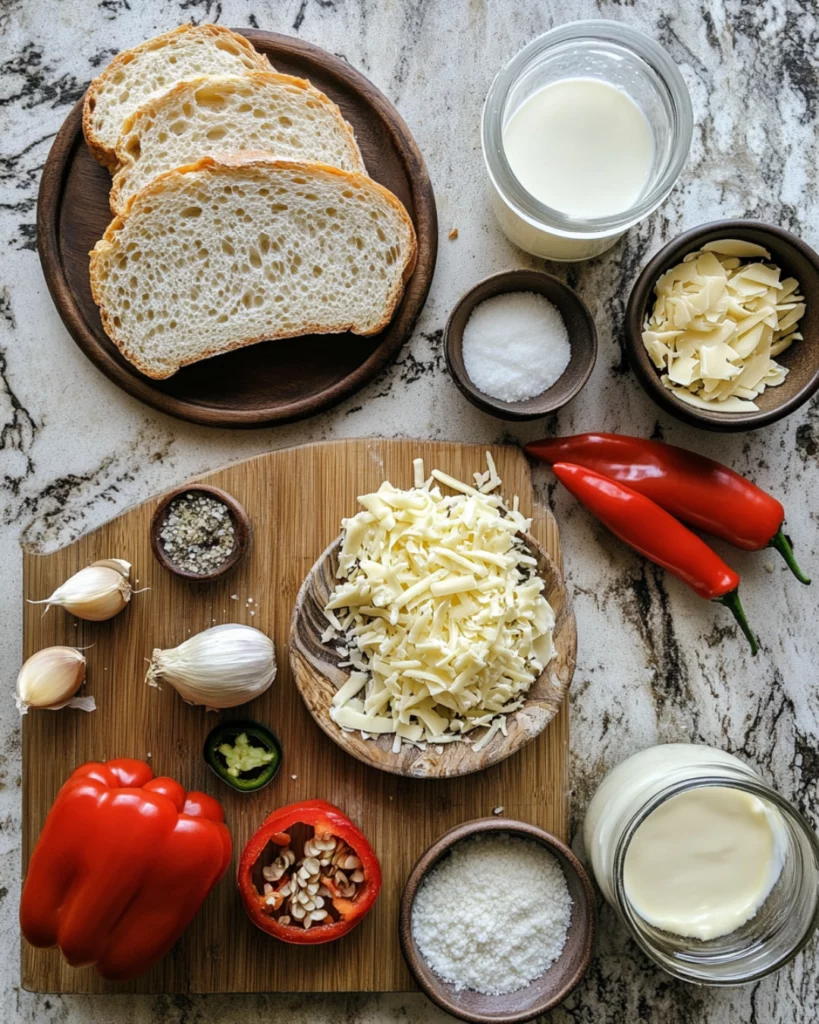 Bowl of spicy jalapeño popper soup with grilled cheese dippers on the side