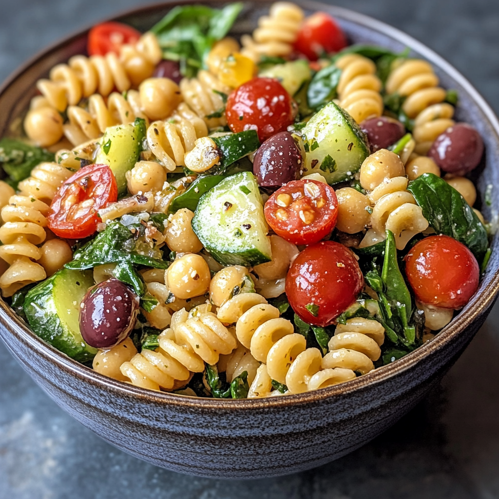 Greek Chickpea Pasta Salad