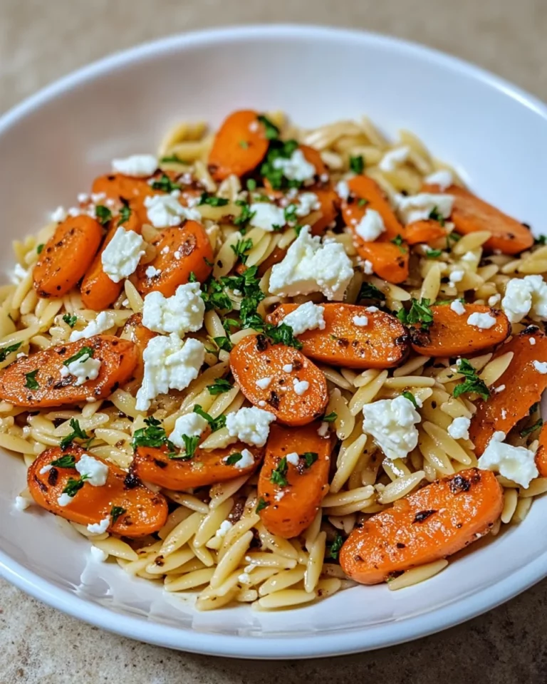 Spiced orzo with roasted carrots and feta