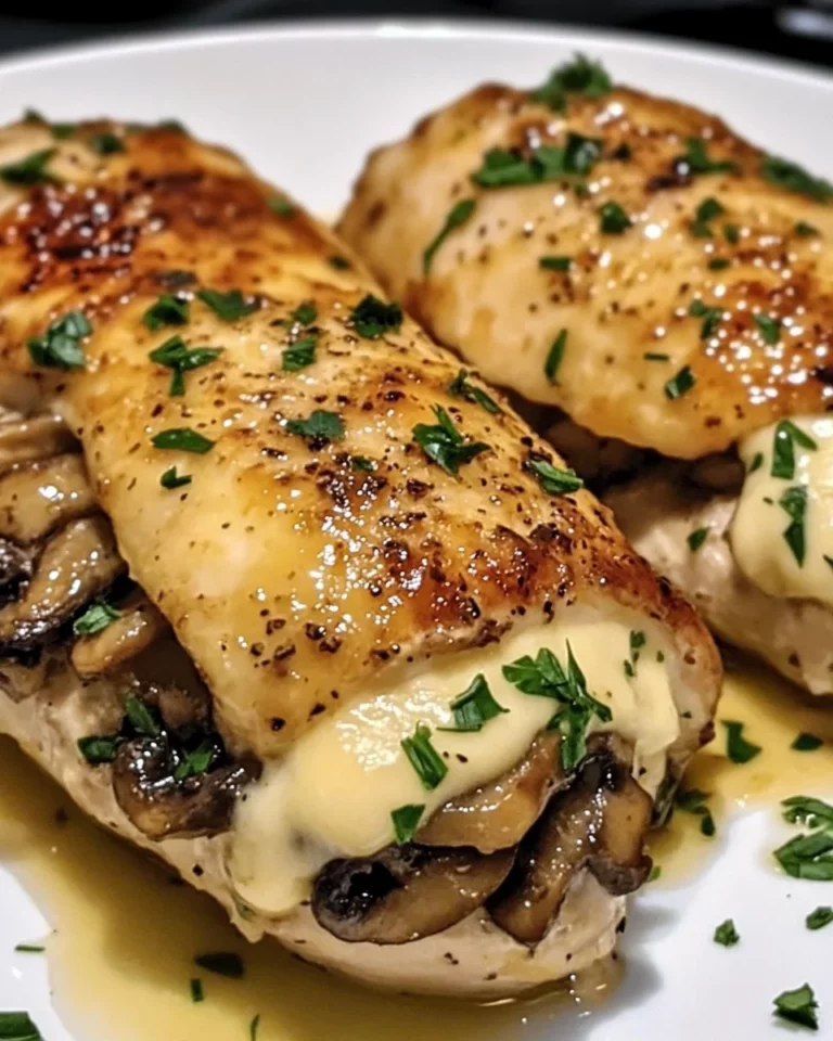 Cheesy Garlic Butter Mushroom Stuffed Chicken