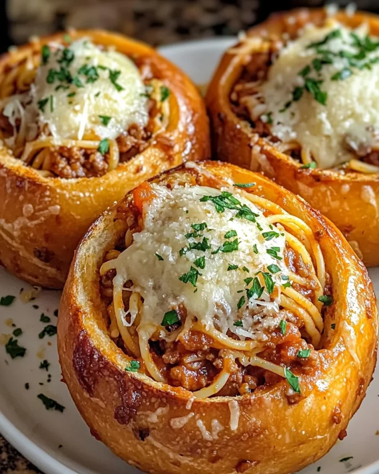Spaghetti Garlic Bread Bowls