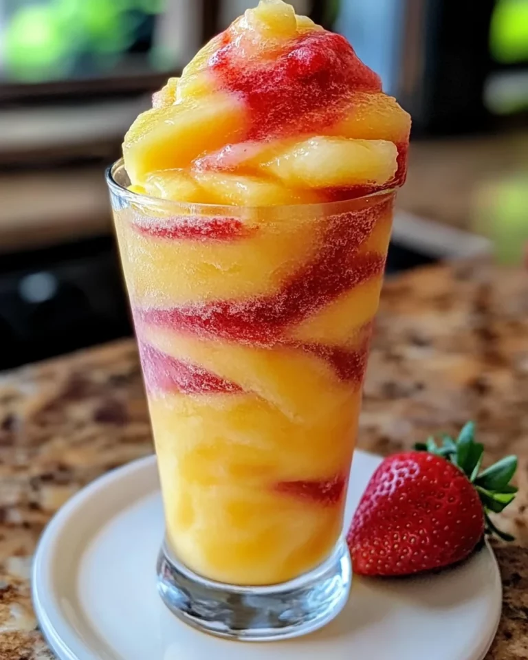 Pineapple Strawberry Swirled Slushies