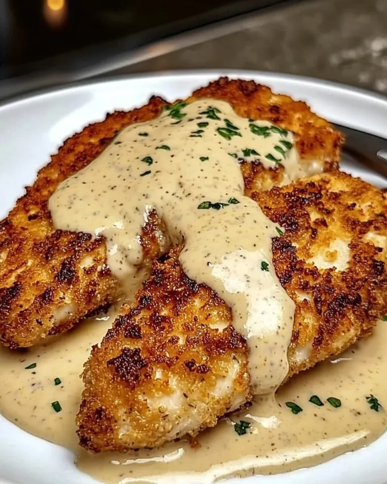 Parmesan Crusted Chicken with Creamy Garlic Sauce