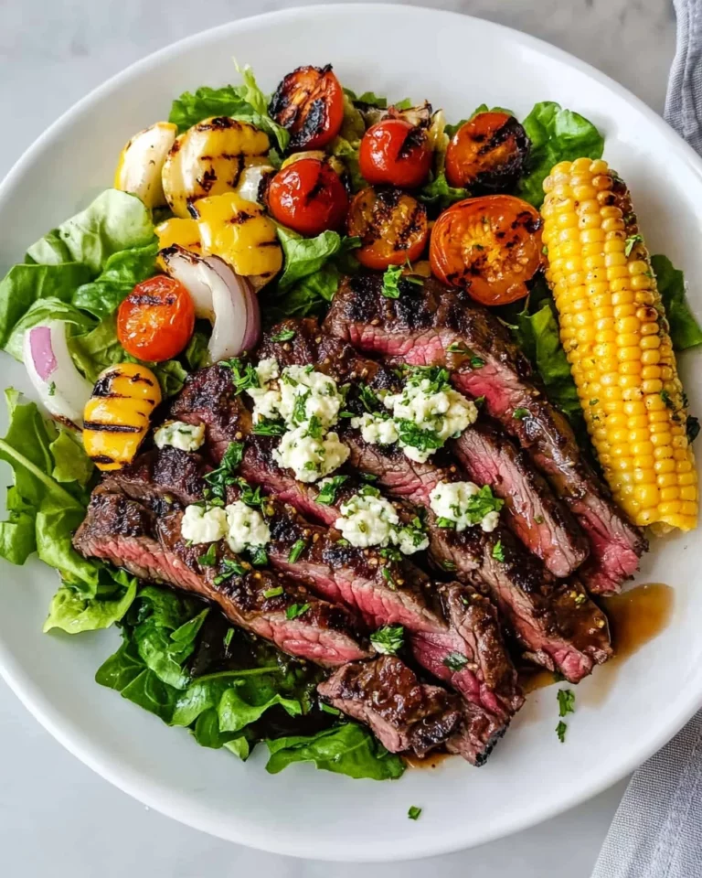 Balsamic Steak Gorgonzola Salad with Grilled Corn