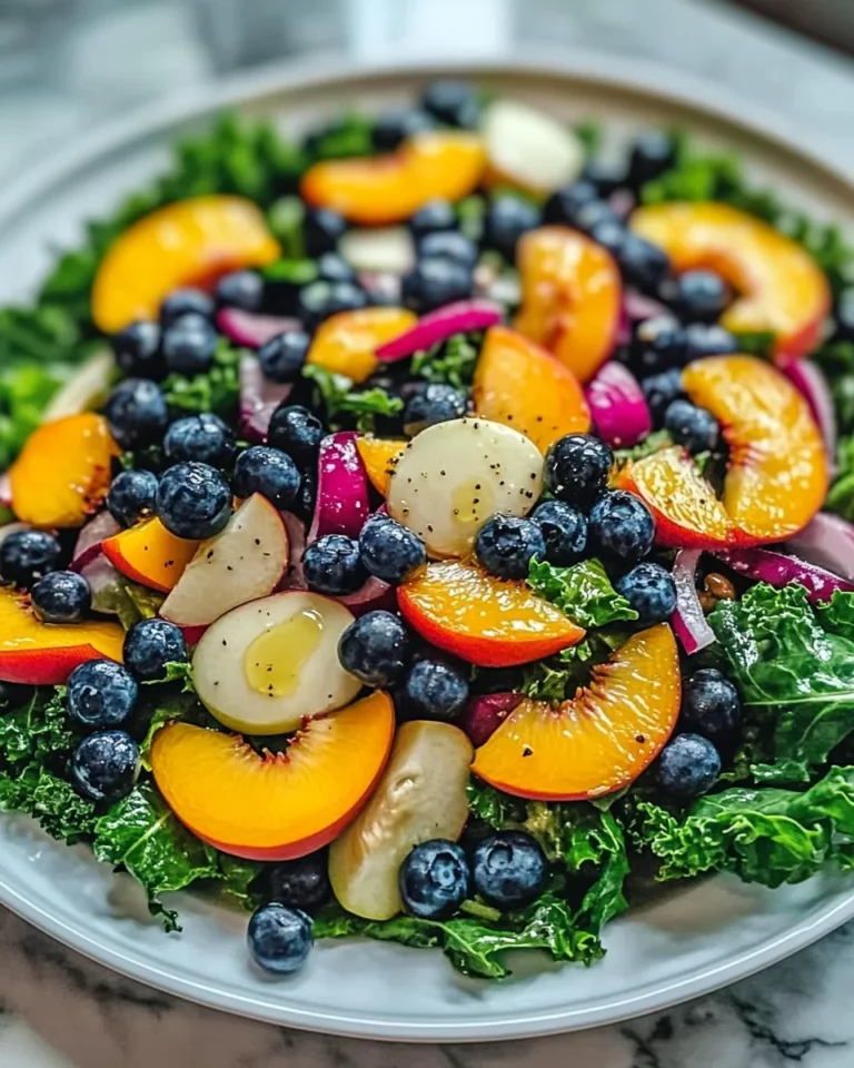 Summer Peach & Blueberry Kale Salad