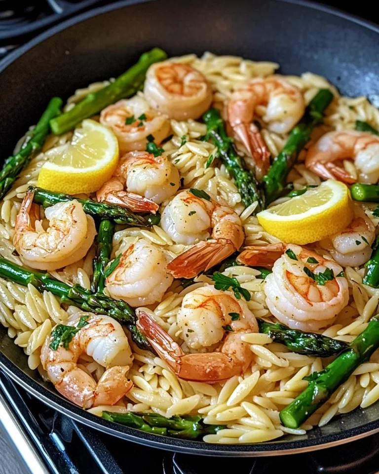 Lemon Garlic Shrimp and Asparagus Orzo