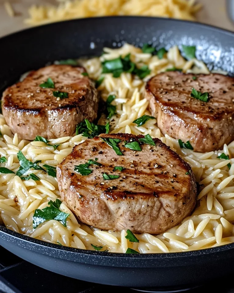 Creamy Pork Tenderloin Medallions with Orzo