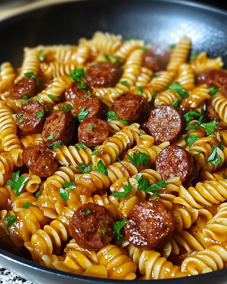 One-Skillet Spicy Honey BBQ Sausage & Pasta