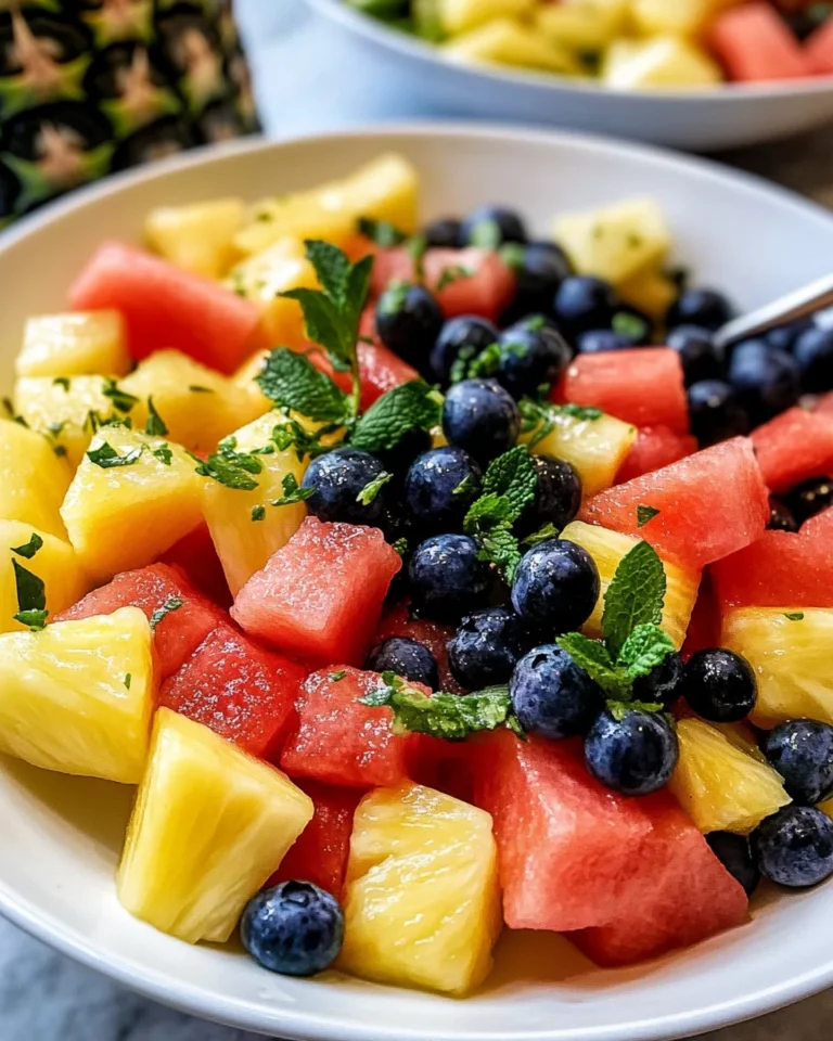 Summer Fruit Salad with Honey Lime Mint Dressing