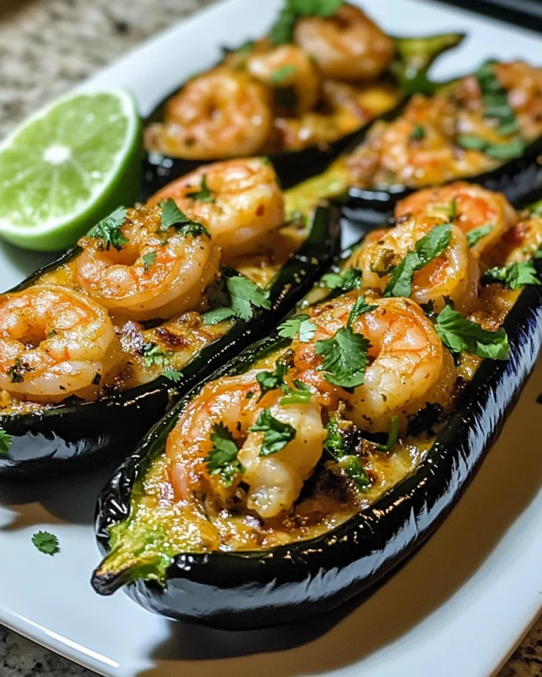 Keto Cilantro Lime Shrimp Stuffed Poblano
