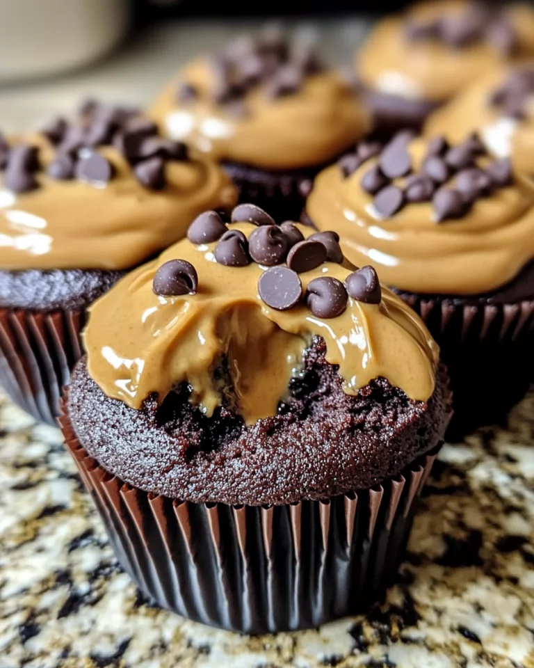 Gooey Peanut Butter Lava Cupcakes