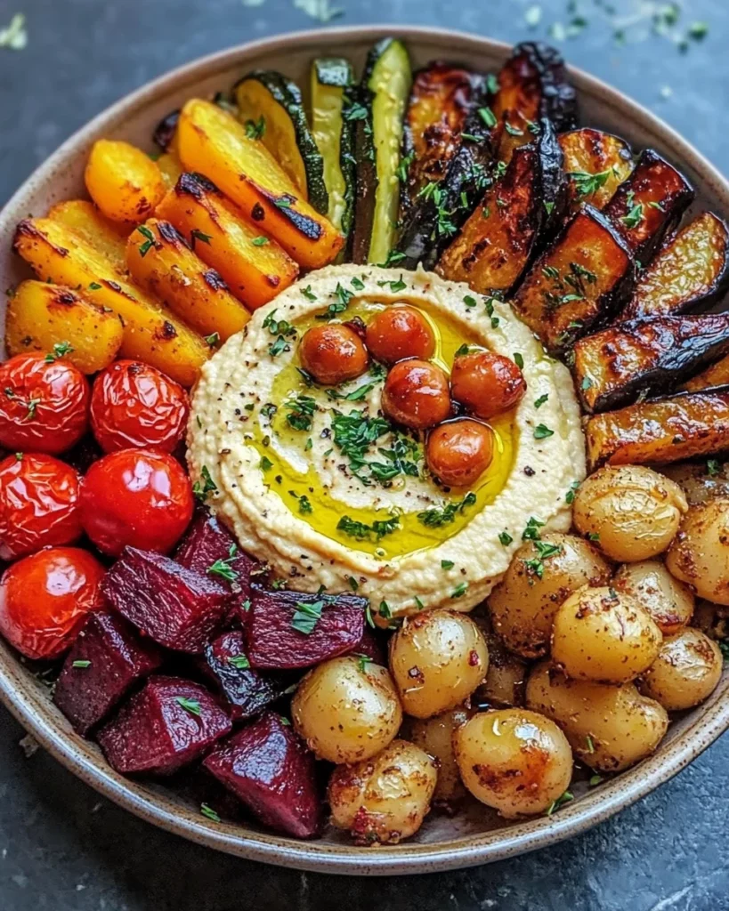 roasted veggie and hummus bowl