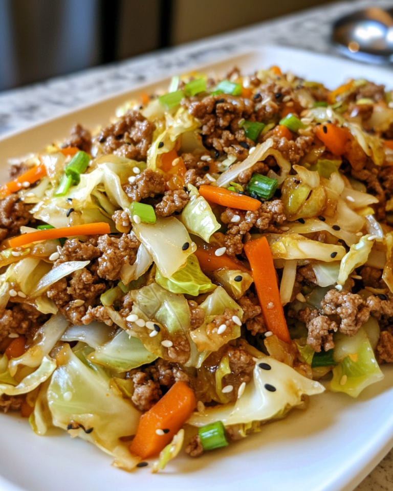 Asian Ground Beef and Cabbage Stir Fry
