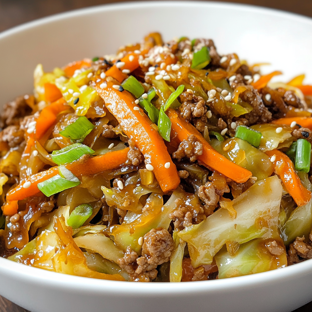 Asian Ground Beef and Cabbage Stir Fry