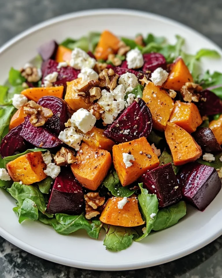 Creamy Roasted Beet Salad with Sweet Potato & Feta Delights!