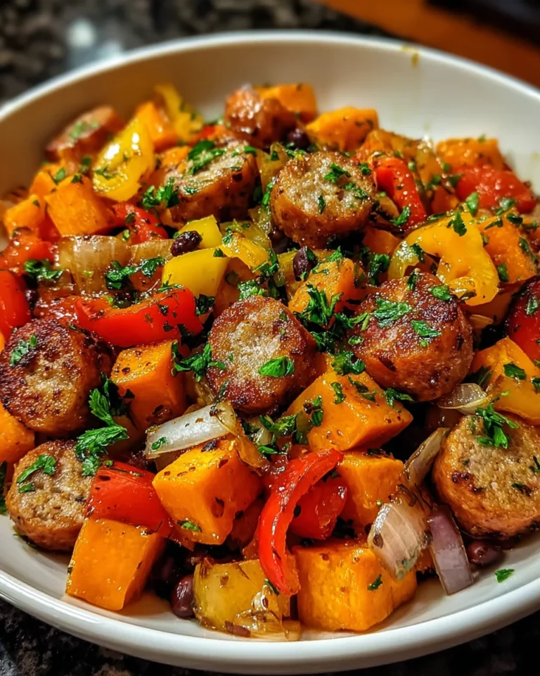 Sausage and Sweet Potatoes with Honey Garlic Sauce