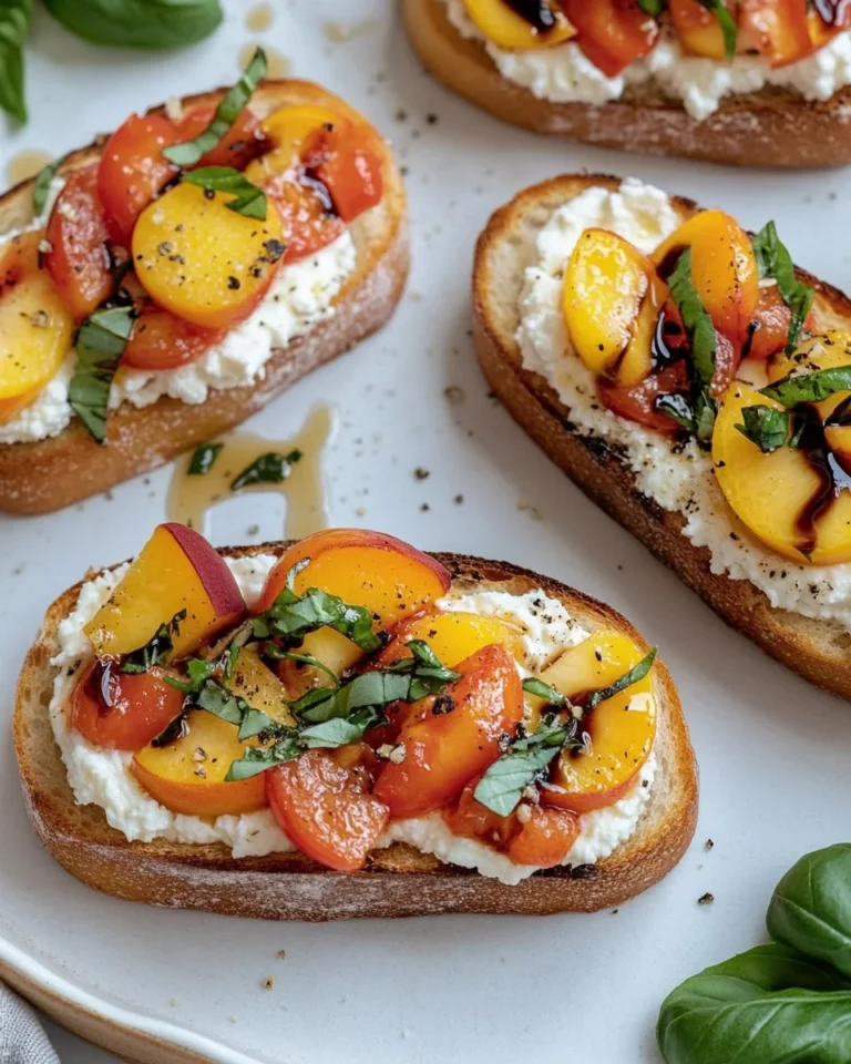 Quick Peach Bruschetta with Whipped Ricotta Delights!