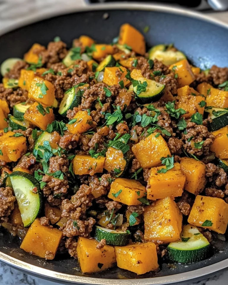 Ground Beef Zucchini Sweet Potato Skillet is a must-try!