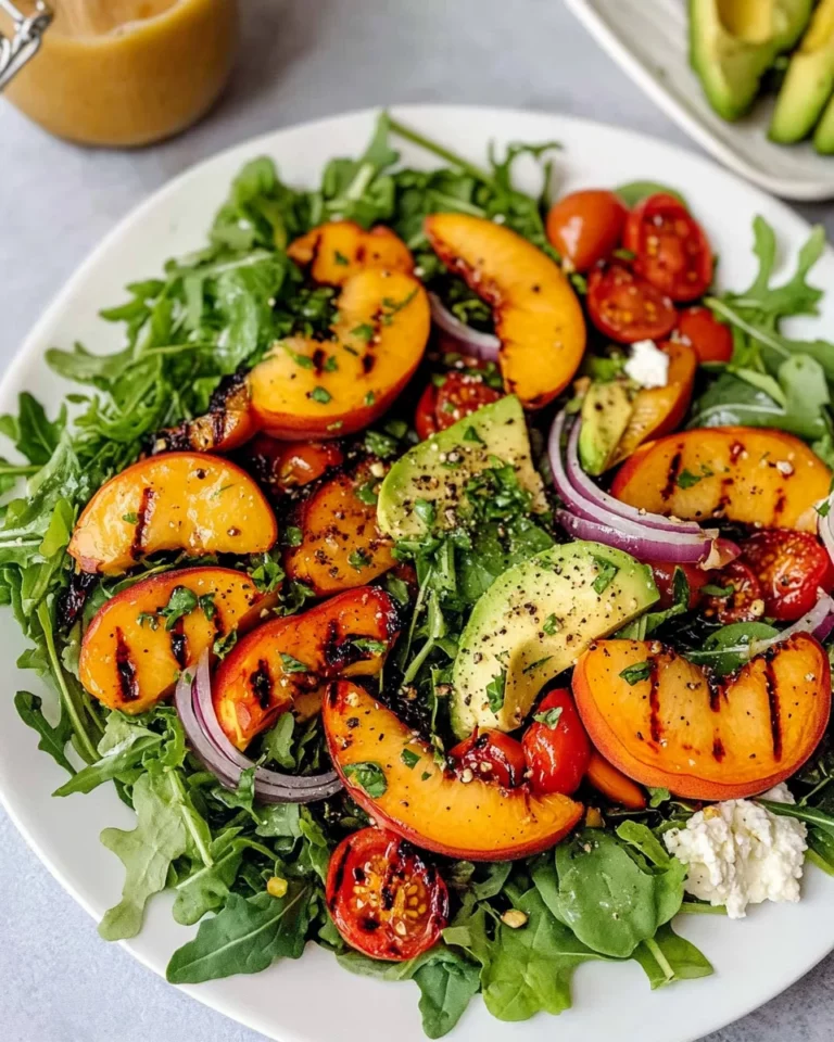 Grilled Peach Salad with Basil Vinaigrette