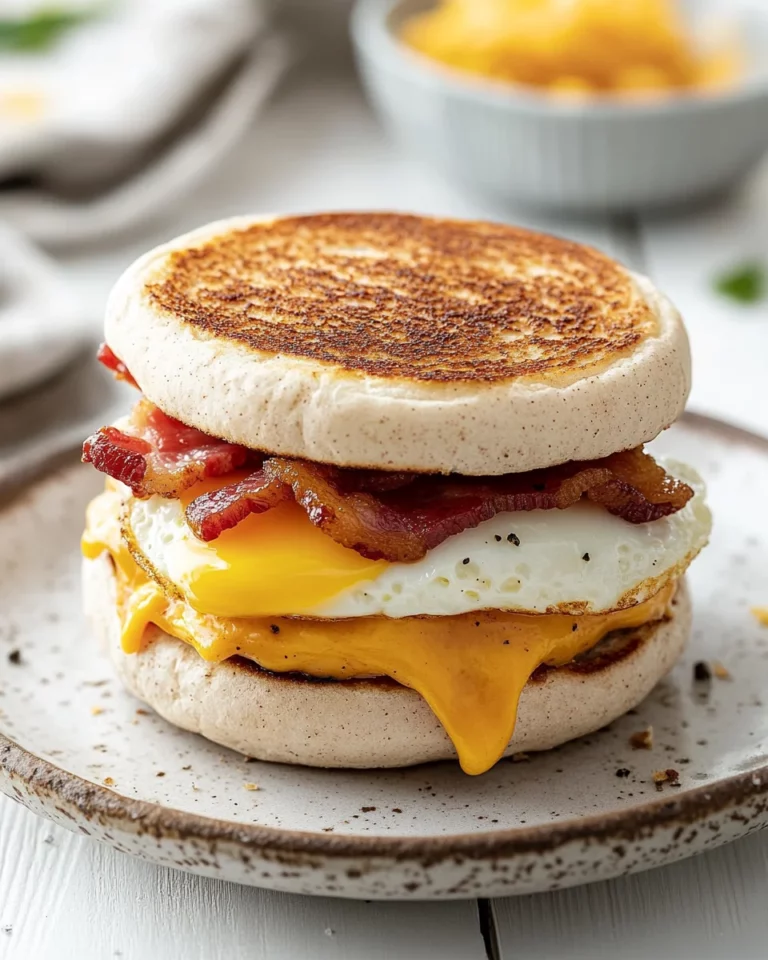 Egg White, Turkey Bacon, and Cheese Breakfast Sandwich