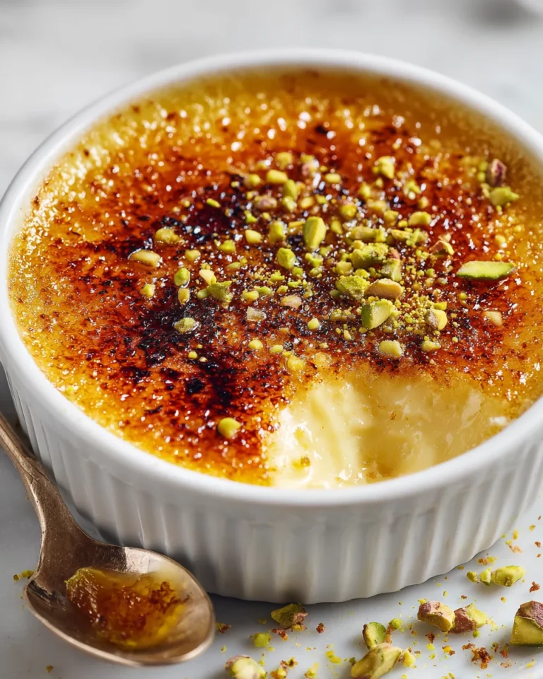White Chocolate Lavender Brûlée with Pistachio Crunch