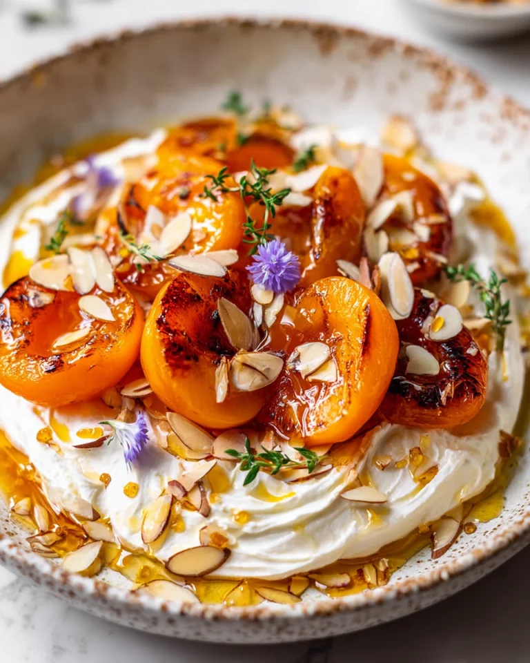 Grilled Apricots with Whipped Goat Cheese & Thyme Honey