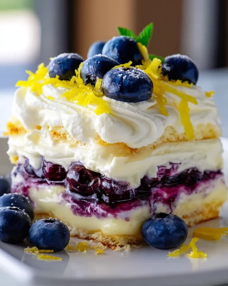 Creamy No-Bake Blueberry Lemon Lasagna