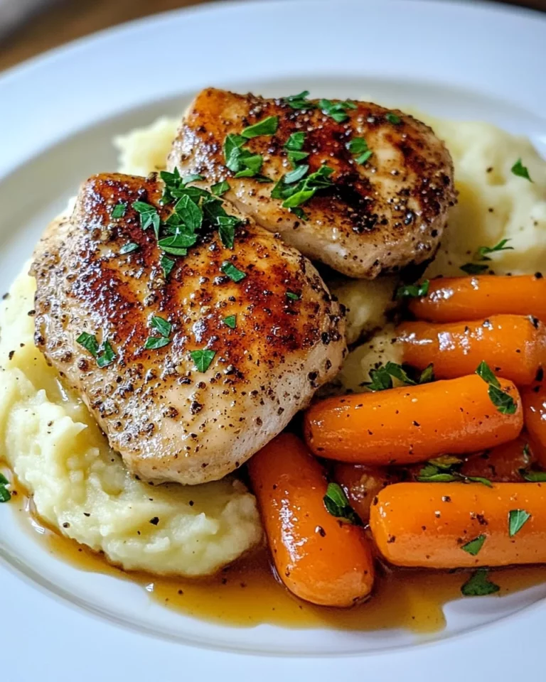 Garlic Herb Chicken with Mashed Potatoes and Glazed Carrots