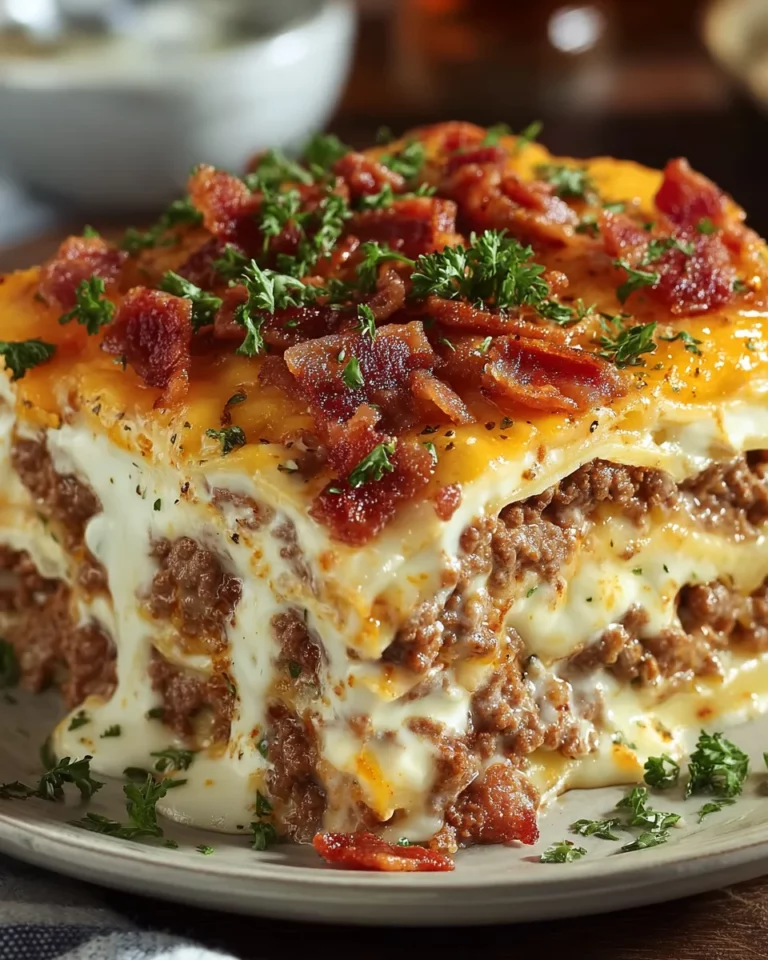 Parmesan Garlic Bacon Cheeseburger Lasagna