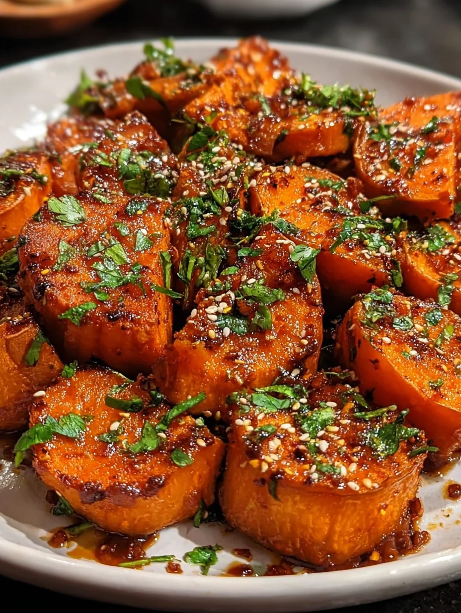 Honey Chili Smashed Sweet Potatoes