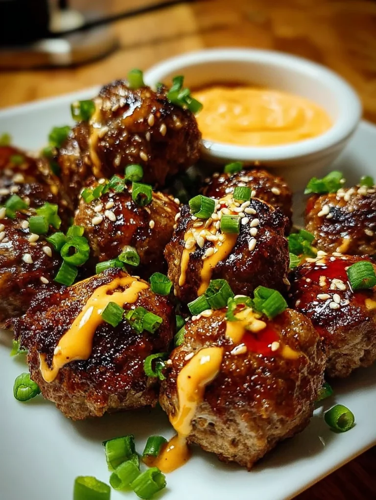 Korean BBQ Meatballs with Spicy Mayo Dip
