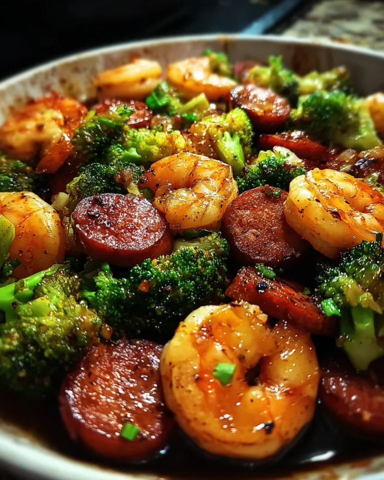 Honey Garlic Shrimp, Sausage, and Broccoli